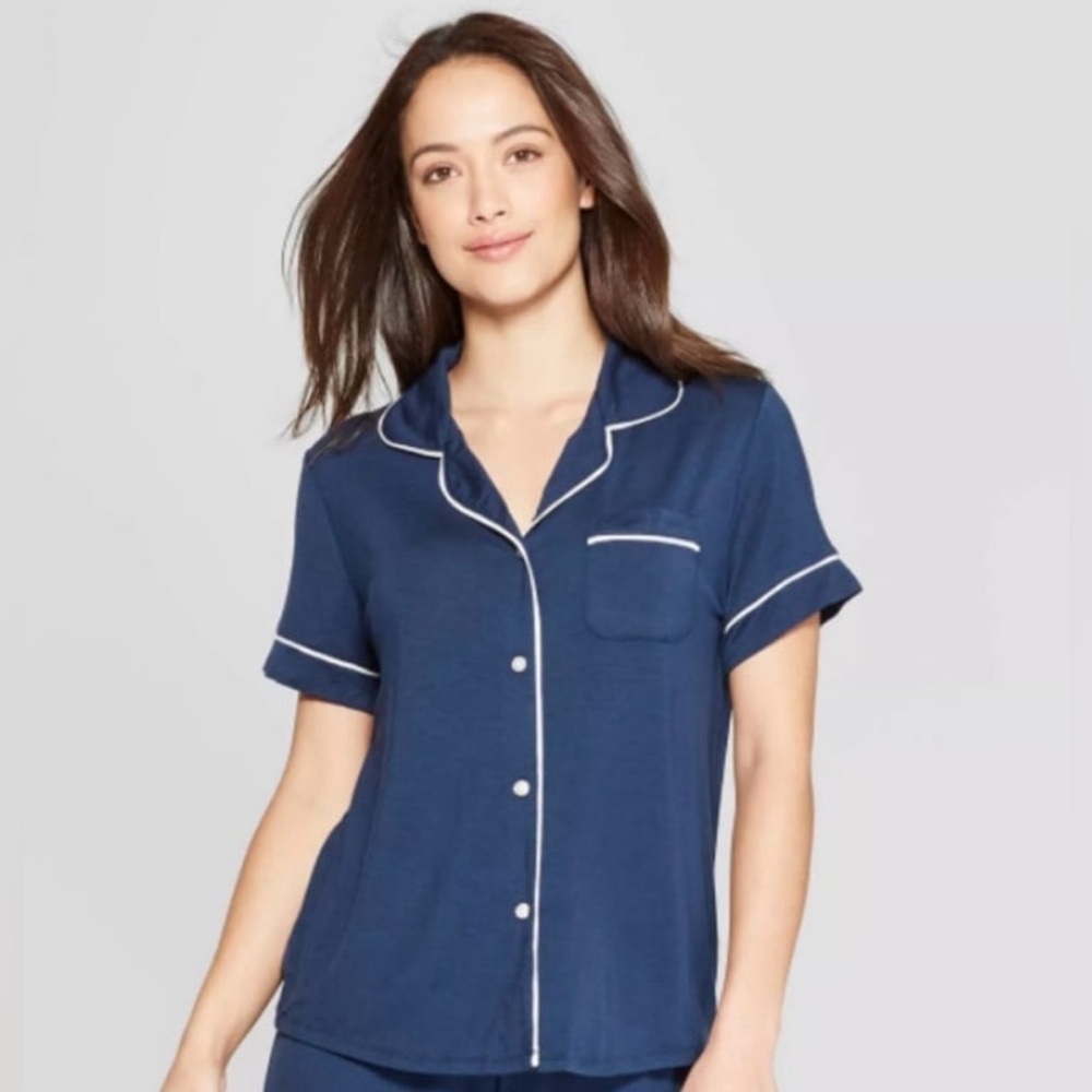Stars Above Women's Beautifully Soft Collar Pajama Top Blue Sz. S NWT